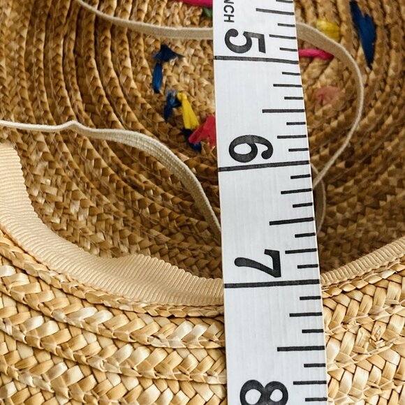 Vintage April Cornell Straw Hat With Flowers Cottagecore Country One Size - Picture 6 of 8